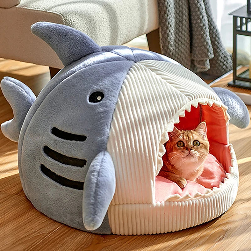 Shark Bed - Cama de gato e cachorro em formato de tubarão